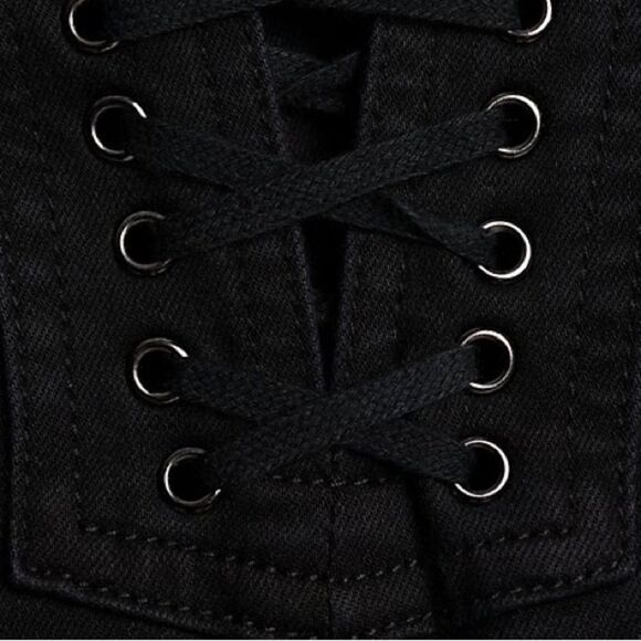 Laurie Felt Black Silky Denim Lace-Up Fly Boot-Cut Flare Jeans Size XXS 26 | 2 - Picture 4 of 13